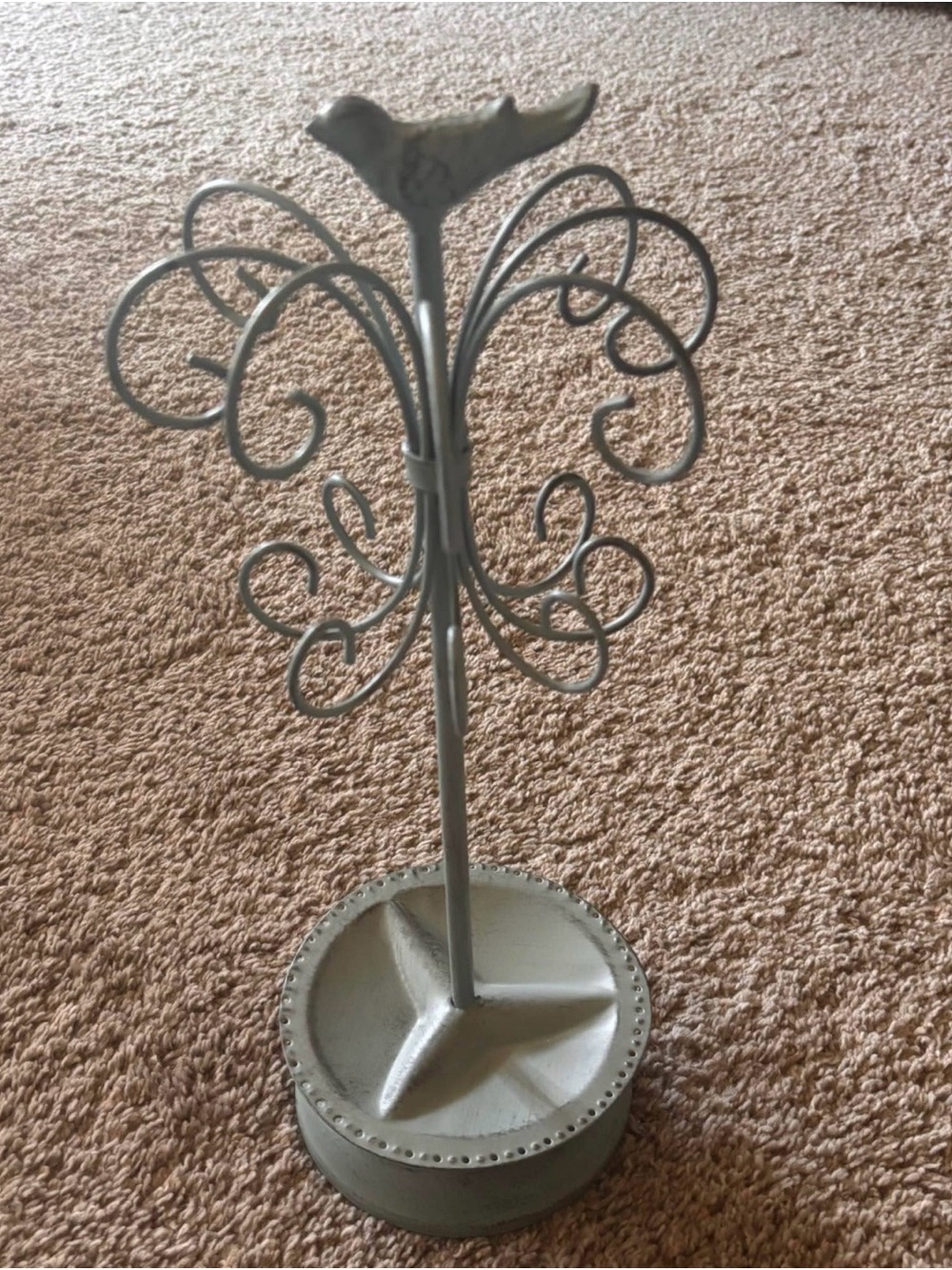 Metal Bird Jewelry Stand in Light Teal